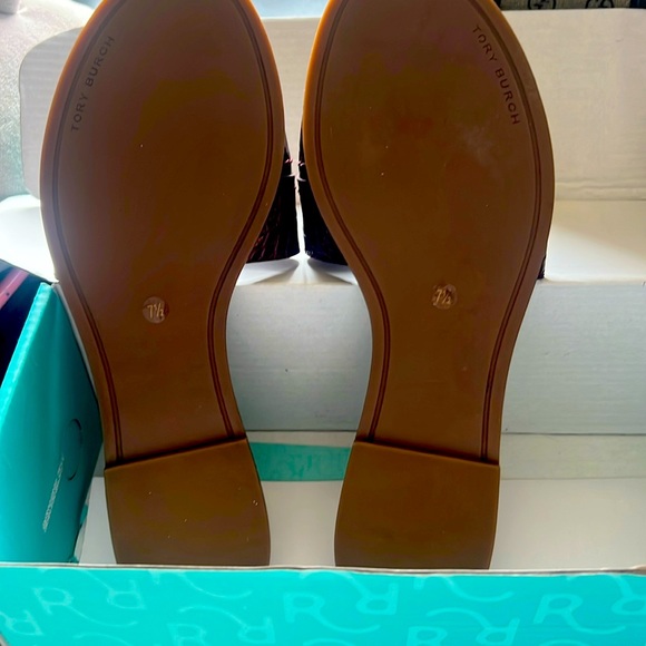 Tory Burch Croco Leather Everly Slides Sandal Women Size 7.5 - Picture 1 of 4